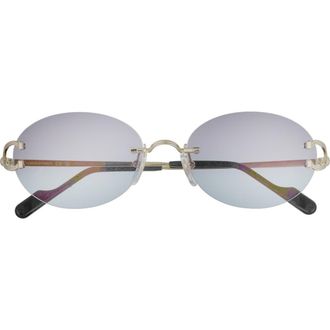 Cartier 55mm Gradient Rimless Oval Sunglasses in Gold /Violet Lens at Nordstrom