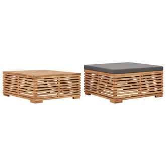 vidaXL Set De Mesa Reposapi&eacute;s De Jard&iacute;n Coj&iacute;n Gris Oscuro Madera Teca Vidaxl
