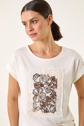 Roman Embroidered Crochet Panel T-Shirt