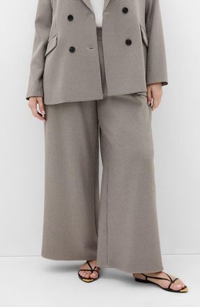 City Chic Hailey Houndstooth Wide Leg Pants in Neutral Check at Nordstrom, Size 22W
