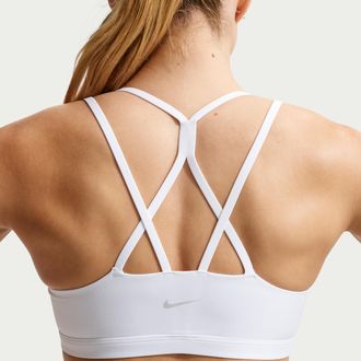 Nike Womens Zenvy Strappy Light-Support Padded Sports Bra in White | IB9847-100