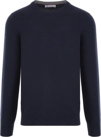 Brunello Cucinelli Maglia - Heren - Cashmere truien - Blauw - 3XL - Kasjmier - Truien & Vesten
