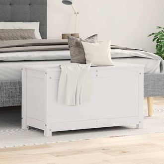 Berkfield Home Storage Box White 80x40x45.5 cm Solid Wood Pine