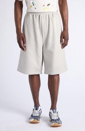 Bottega Veneta Small Intrecciato Shiny Leather Wide Leg Elastic Waist Shorts in 1427 Pearl Grey at Nordstrom