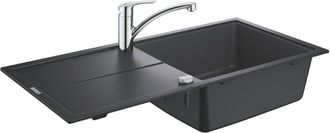 GROHE Via Pack Grifo Fregadero + Monomando Cocina, Granito Negro (31884ap0)