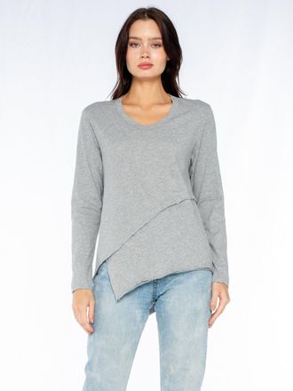 Wilt Crew Long Sleeve Easy Crossover Raw Hem Top