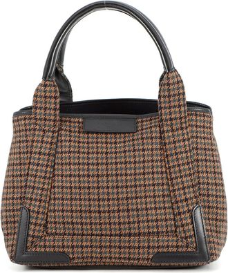 Balenciaga Black Brown Wool Leather Tote Bag (Pre-Owned)