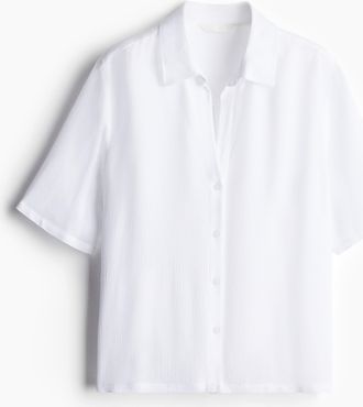 H&M Gecrinkelte Viskosebluse - Weiss