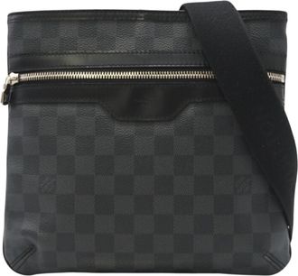Louis Vuitton Black Gray Coated Canvas Shoulder Bag (Pre-Owned)
