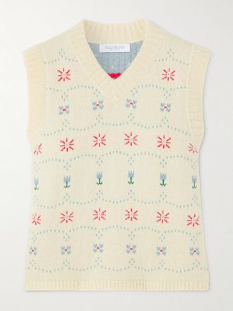 Calle Del Mar Gilet In Misto Cashmere E Seta Jacquard - Giallo