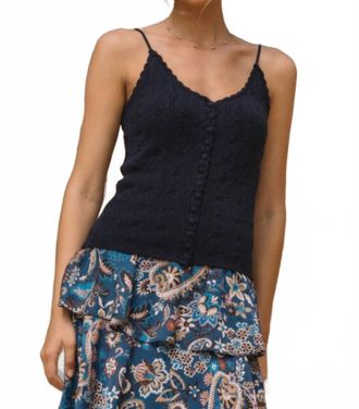Skies Are Blue Clothing Skyler Crochet Cami Top In Navy