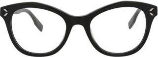 Alexander McQueen 47mm Cat Eye Optical Glasses in Black Black Transparent at Nordstrom Rack