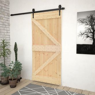 vidaXL Vidaxl - Furniture Limited - Puerta Corredera Con Herrajes Madera Maciza