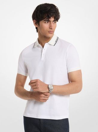Michael Kors Logo Trim Cotton Jersey Polo Shirt