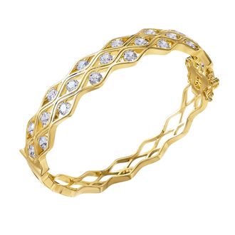 Diamond2Deal 18k Vermeil Plated Silver 4.3 ct Round Lab Grown Diamond Bangle Bracelet 7