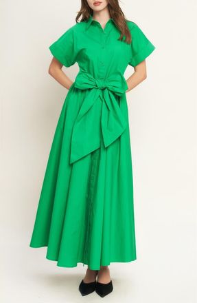 Flying Tomato Short Sleeve Maxi Shirtdress in Green at Nordstrom Rack, Size Medium