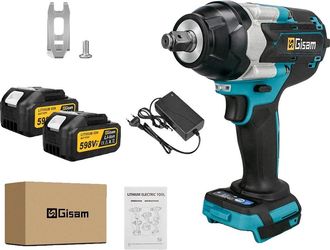 OEM Llave De Impacto, 1800 N&middot;m De Par, Dise&ntilde;o Inal&aacute;mbrico, 2 Cajas De Cart&oacute;n Con Bater&iacute;as