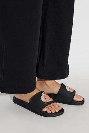 Palm Angels Logo Slides, Womens, Black