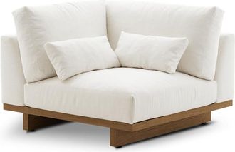 Castlery Performance Fabric Corner Sofa with Removable Covers - White, Dark Brown | Mori by Castlery