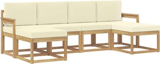 vidaXL Conjunto De Sof&aacute;s De Exterior 6 Uds. Blanco Y Crema Poli&eacute;ster Vidaxl