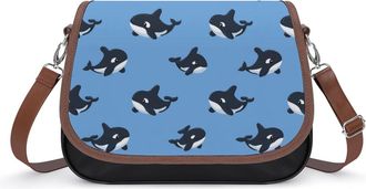 Generic Cute Orcas Killer Whale Womens Crossbody Bag Fashion Shoulder Handbags Message Tote Bag with Adjustable Strap