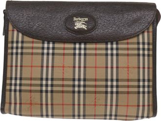 Burberry Nova Check Beige Canvas Clutch Bag (Pre-Owned)