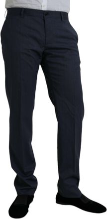 Dolce & Gabbana Mens Blue Wool Slim Fit Dress Formal Pants Virgin Elastane