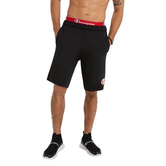 Champion Mens, Lightweight Lounge, Casual Jersey Knit, Weekend Shorts (Reg. Or Big & Tall), Black C Logo, Large