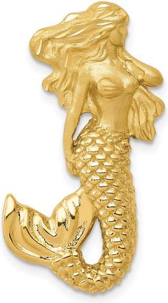 Diamond2Deal 14k Yellow Gold Polished Satin Diamond-cut Mermaid Chain Slide