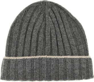 Brunello Cucinelli Grey Contrast line beanie