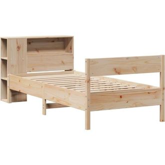 vidaXL Cama Con Estanter&iacute;a Sin Colch&oacute;n Madera Maciza De Pino 75x190 Cm Vidaxl
