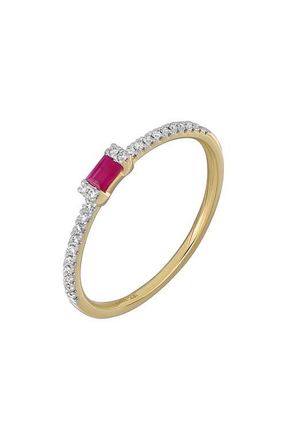 Bony Levy El Mar Stacking Ring in 18K Yellow Gold Ruby at Nordstrom, Size 6.5