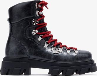 Ganni Grey Cleated Mountain Boot in Dark