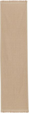 Ferragamo Long Rectangular Scarf With Interlocking Pattern And Fringed Edges