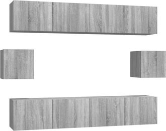 vidaXL 6 Piece TV Cabinet Set Grey Sonoma Engineered Wood vidaXL