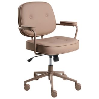 Beliani Silla De Oficina De Piel Sint&eacute;tica Estructura De Metal Funci&oacute;n Giratoria Inclinaci&oacute;n Altura Ajustable Muebles De Oficina Marr&oacute;n Claro Paramus