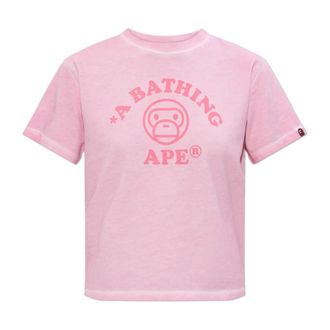 A Bathing Ape T-Shirts, female, Pink, Size: XS Logo T-Shirt