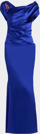 Talbot Runhof Asymmetric Draped Satin Gown