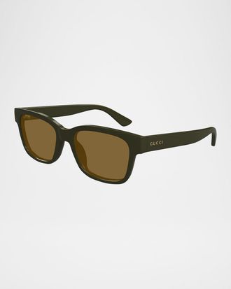 Gucci Mens GG1716SM Plastic Rectangle Sunglasses
