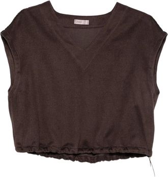 Herno Truien & Vesten, Dames, Bruin, XS, Wol, V-hals Gebreide Blouse