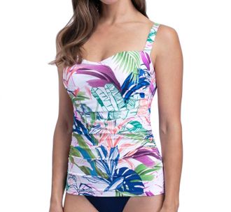 Gottex Scoop Neck Shirred Underwire Tankini Top In Pro Club Tropicana