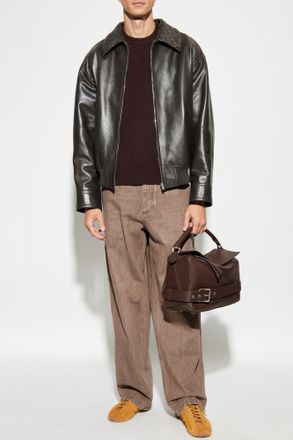 Bottega Veneta Leather Jacket, Mens, Brown