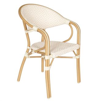 Oviala Silla de jard&iacute;n estilo parisino en aluminio y rat&aacute;n sint&eacute;tico beige