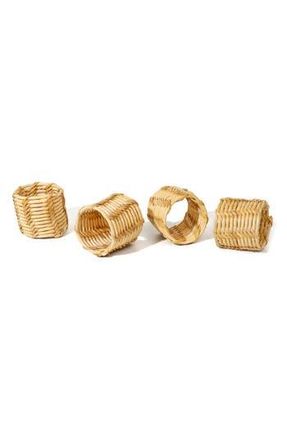 Tiramisu Coastal Weave Rattan Set of 4 Napkin Rings in Brown at Nordstrom Rack
