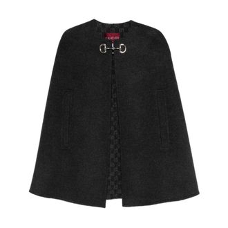 Gucci Wool Cape - female - Gucci - Ponchos - Gray - M - Jackets