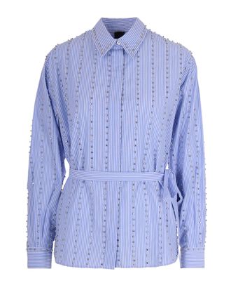 Pinko Contemporary Striped Cotton Shirt with Crystal