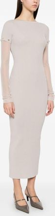 Max Mara Womens Knitted Long Dress - Light Grey viscose - Size X-Small