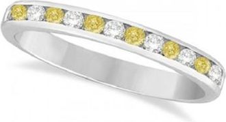 Allurez Channel-Set Yellow Canary & White Diamond Ring 14k White Gold (0.33ct)