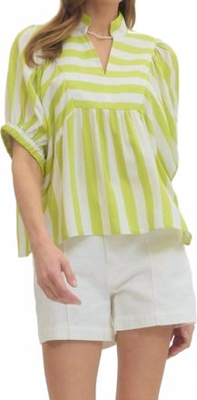 Entro Limeaide Stripe Blouse In Green