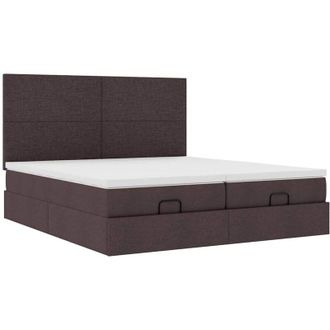 vidaXL Estructura Cama Otomana Colchones Tela Marr&oacute;n Oscuro 180x200cm Vidaxl